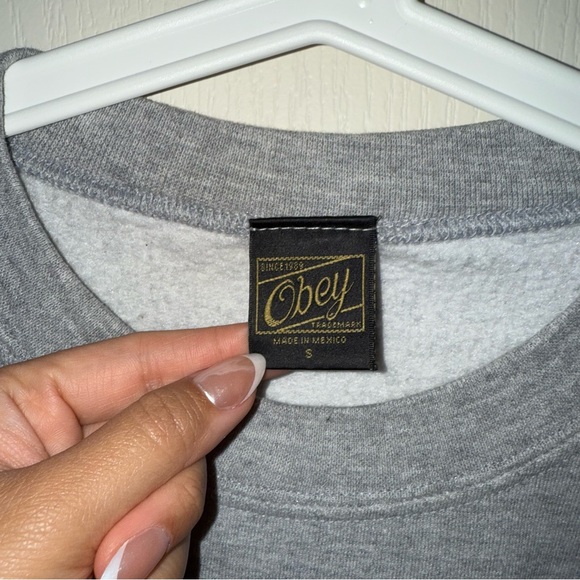 OBEY Cheetah/Grey Crewneck Sweatshirt - Picture 3 of 6